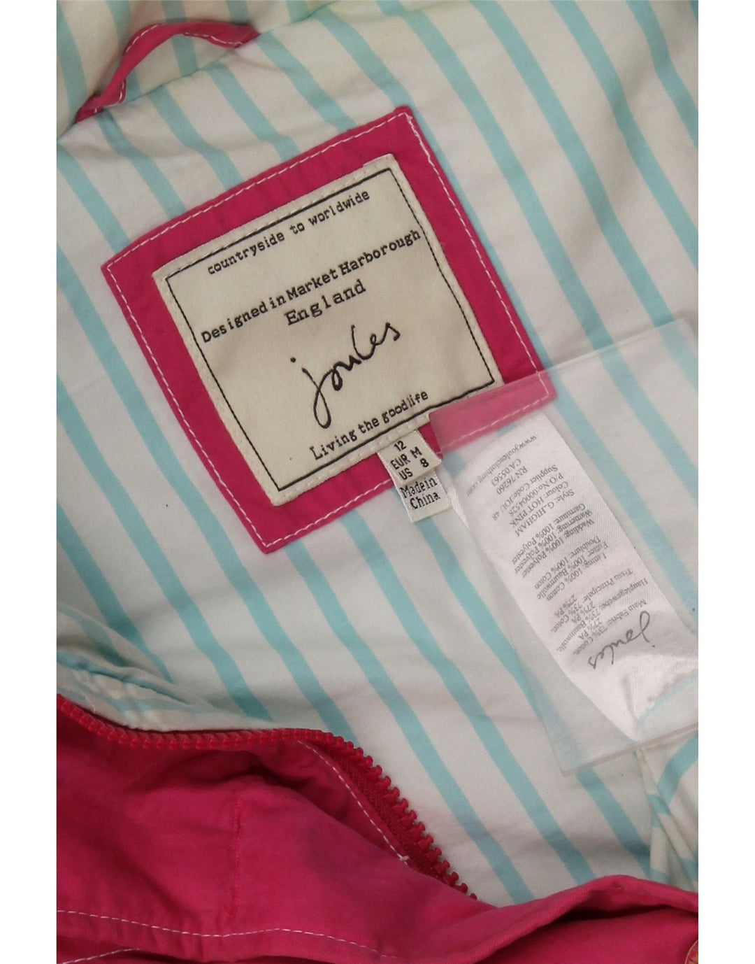 Gilet căptușit pentru femei Joules UK 12 Medium Pink Bumbac Classic