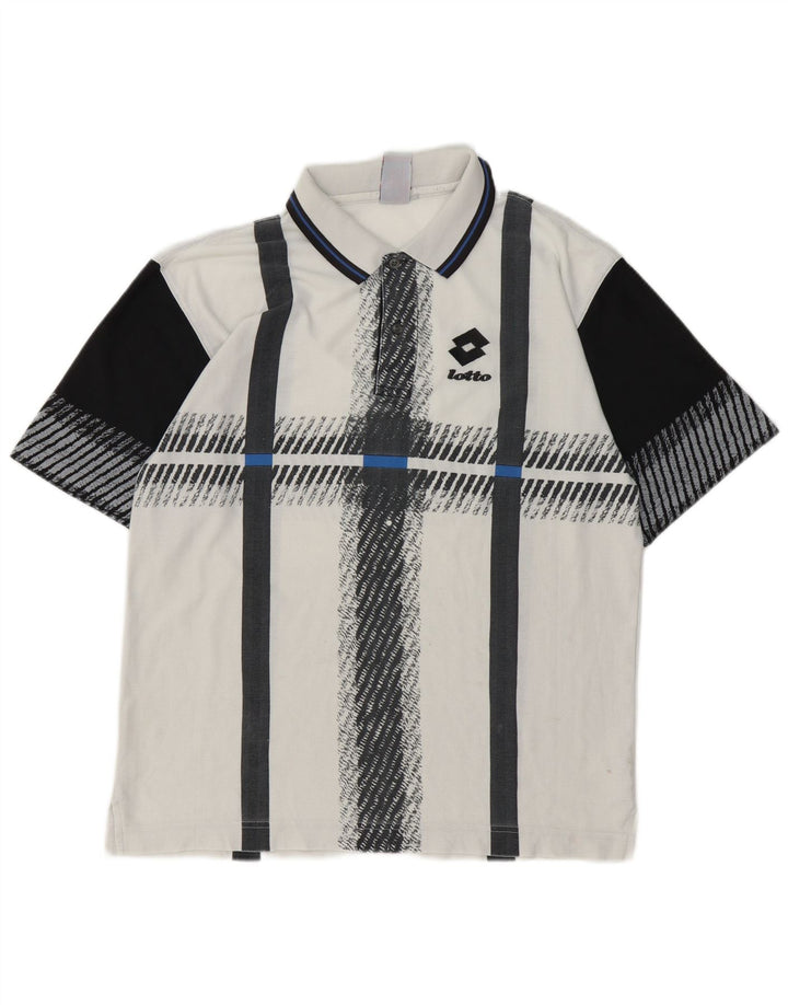 Tricou polo pentru bărbați Lotto, alb mediu, poliester bloc de culoare