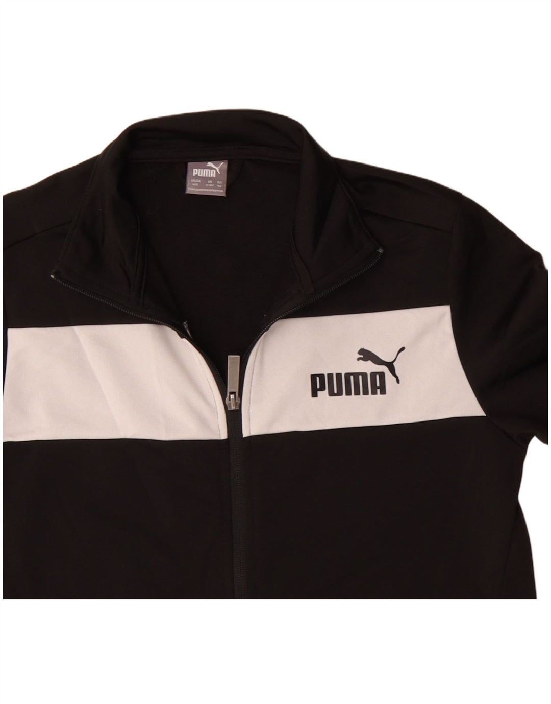 Jachetă de trening cu grafică Puma pentru băieți 11-12 ani, negru, color block