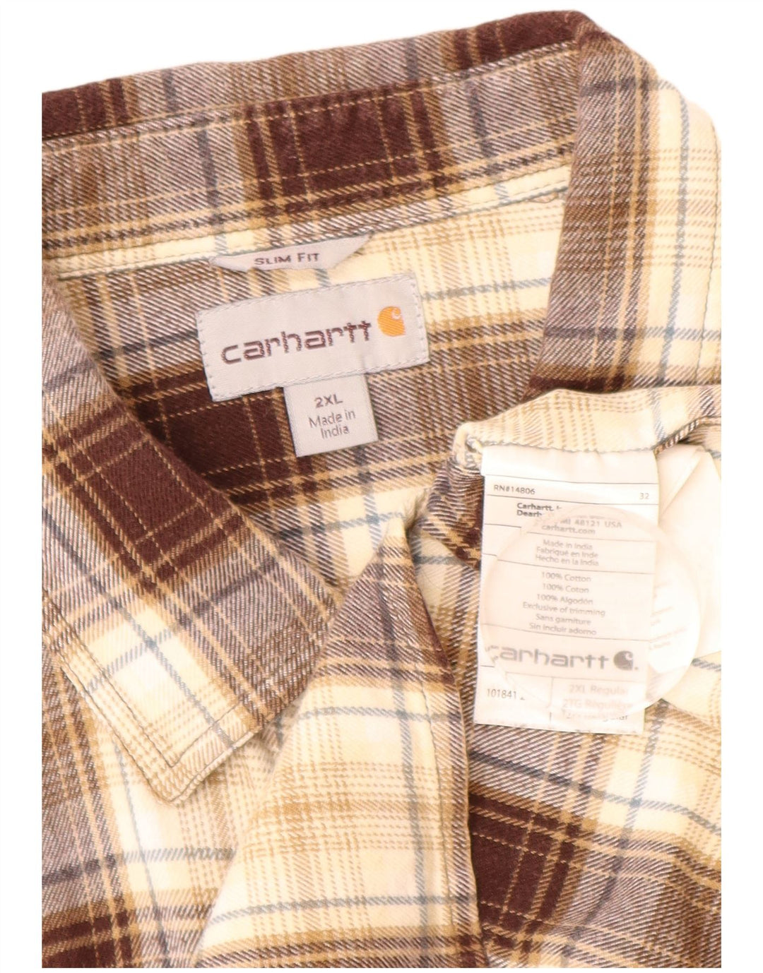Cămașă de flanel pentru bărbați CARHARTT, 2XL, maro, cu carouri