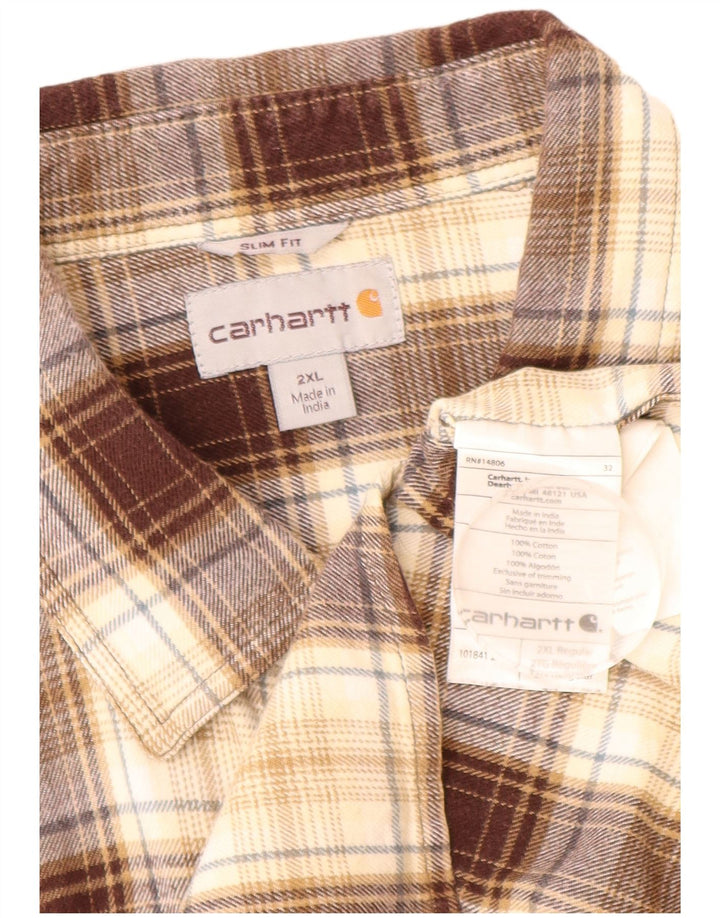 Cămașă de flanel pentru bărbați CARHARTT, 2XL, maro, cu carouri