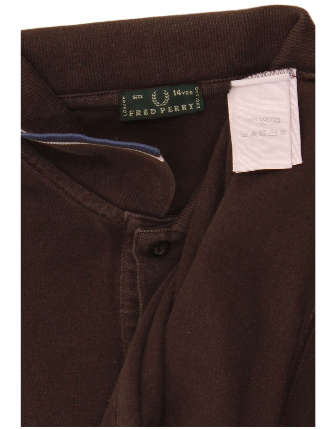 FRED PERRY Tricou polo cu maneca lunga pentru baieti 13-14 ani bumbac maro