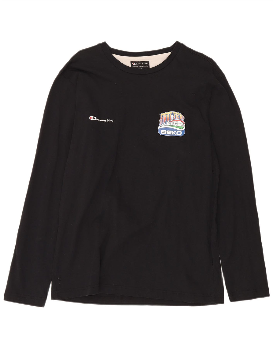Top grafic pentru bărbați CHAMPION cu mânecă lungă, mare, negru, bumbac