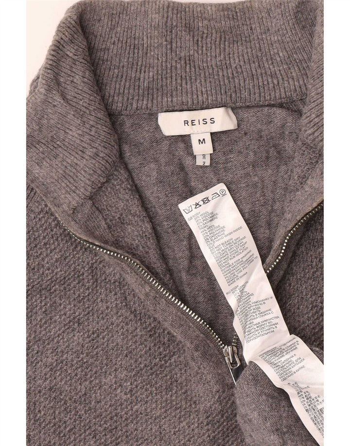 Pulover pentru bărbați Reiss, cu fermoar, cu gât, lână, gri mediu