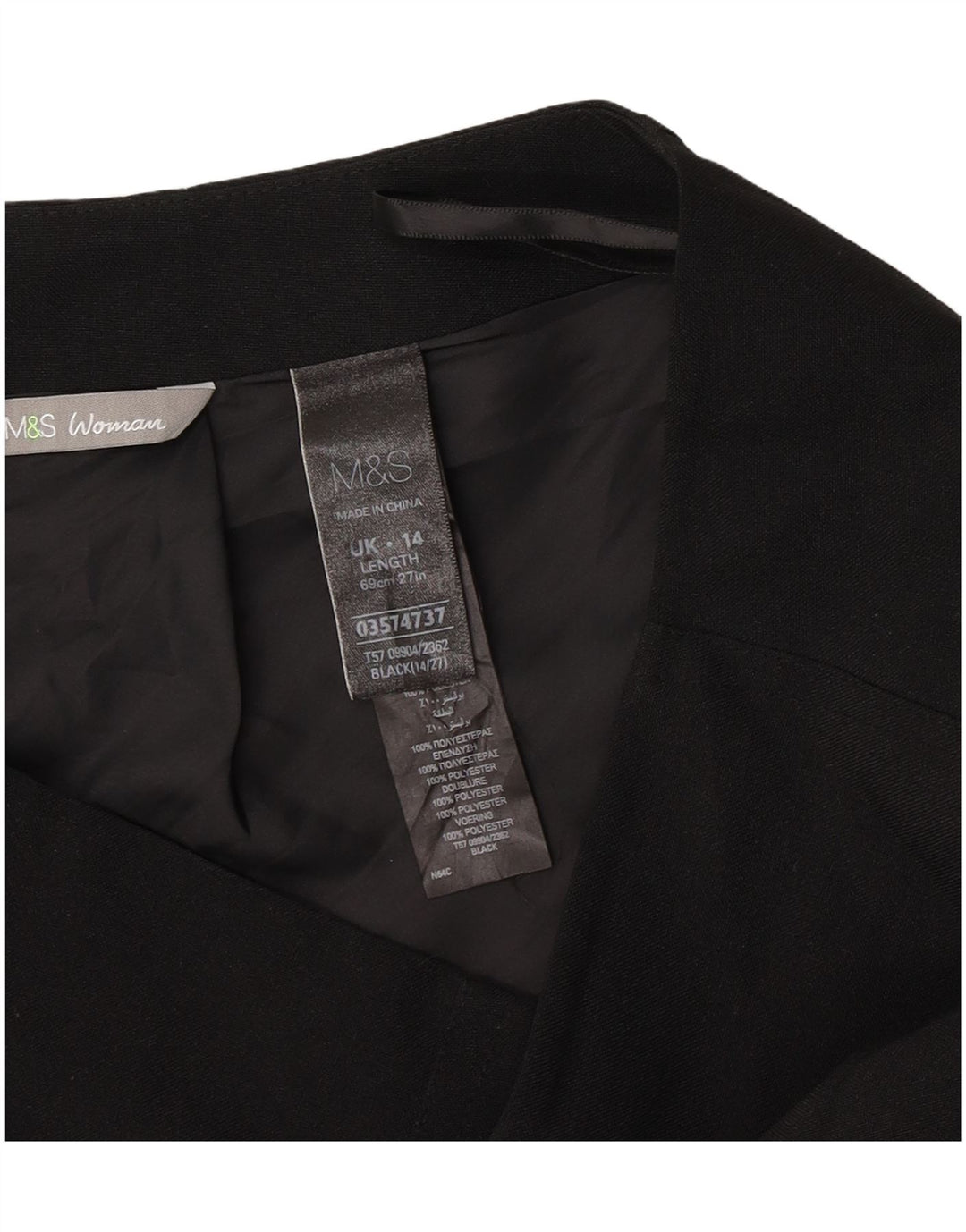 Fusta creion pentru femei Marks & Spencer UK 14 Large W32 Poliester negru