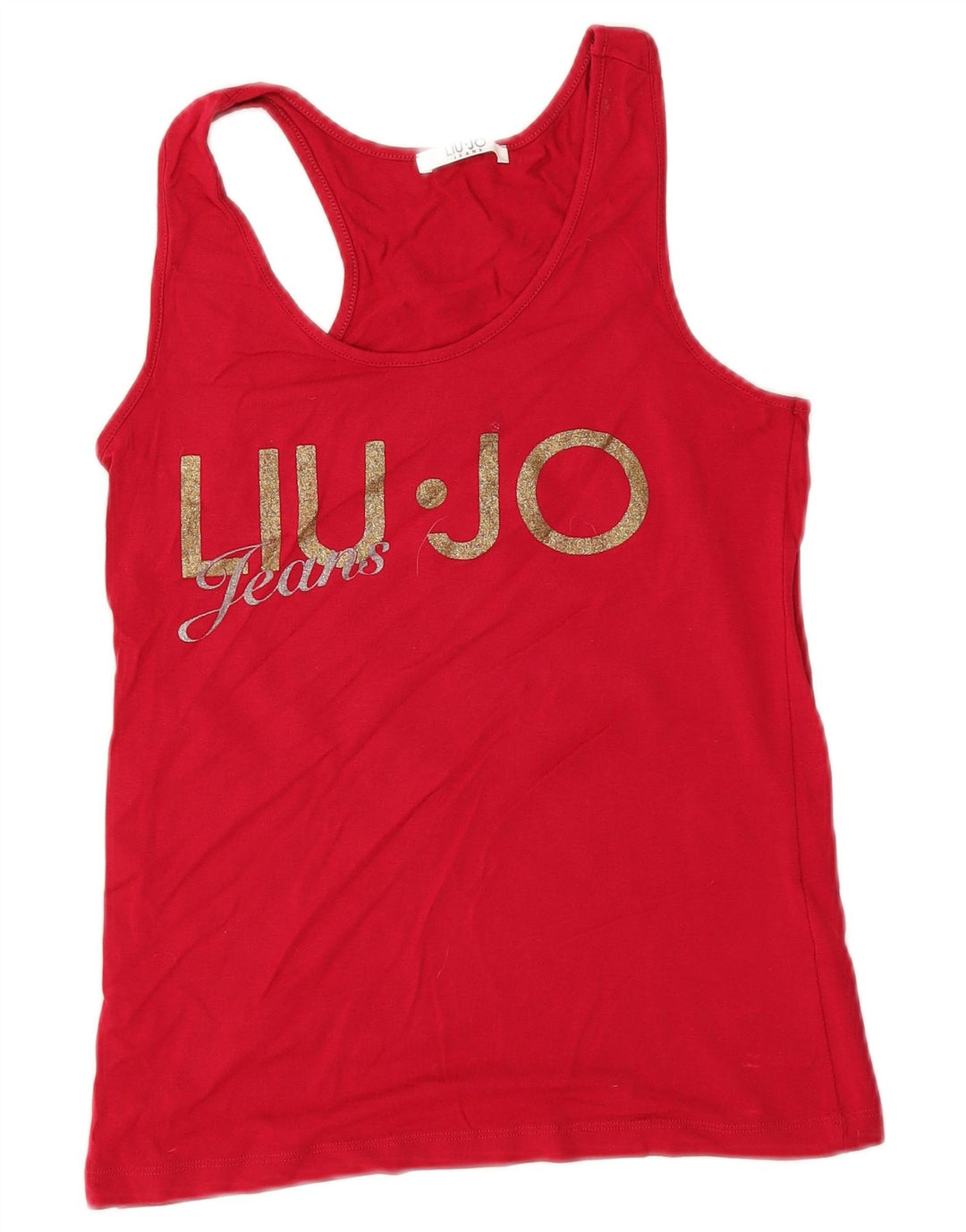 Liu Jo Femei Graphic Vest Top UK 10 Small Red Viscose