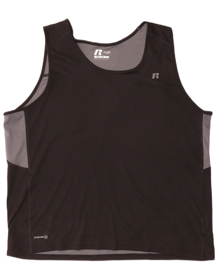 RUSSELL ATHLETIC Vest Vest Top pentru bărbați Marea Britanie 46/48 XL Negru Poliester bloc de culoare