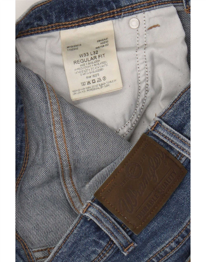 Blugi drepti pentru bărbați Wrangler W33 L32 Bumbac albastru