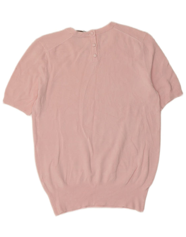 Pulover pentru femeie Zara cu mânecă scurtă cu decolteu triplu, UK 18 XL, roz