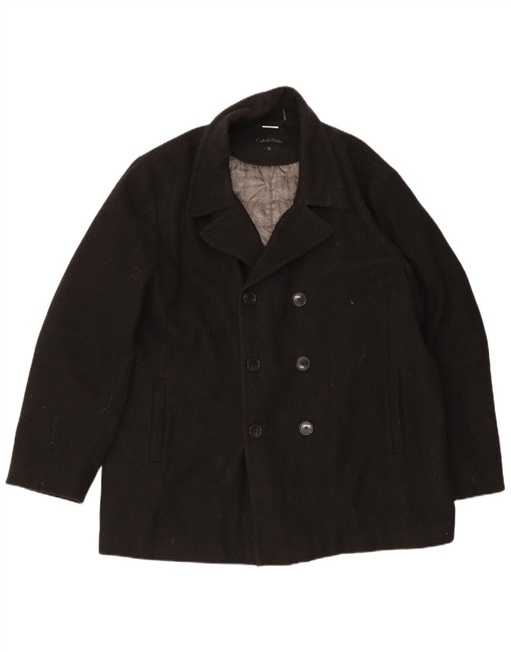 Palton dublu pentru bărbați Calvin Klein UK 42 XL Lână neagră