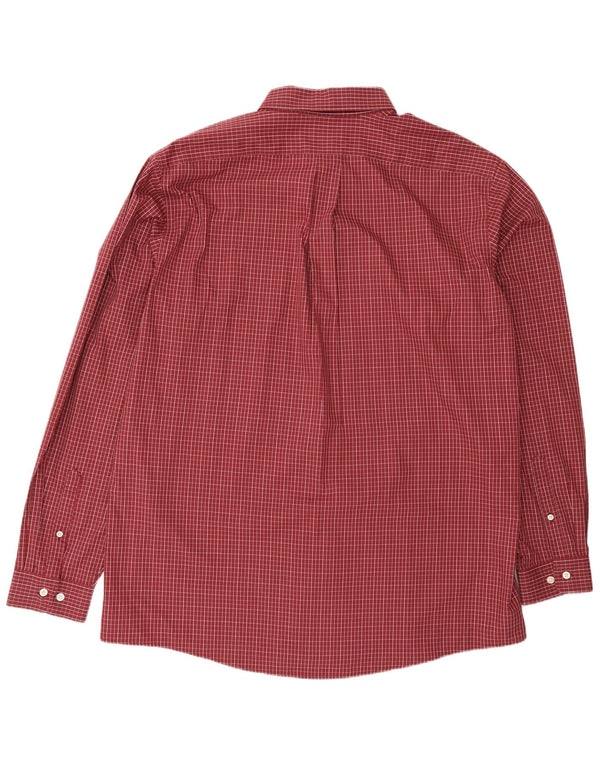 Eddie Bauer Mens Checked  Relaxed Fit Shirt XL Burgundy Check Cotton