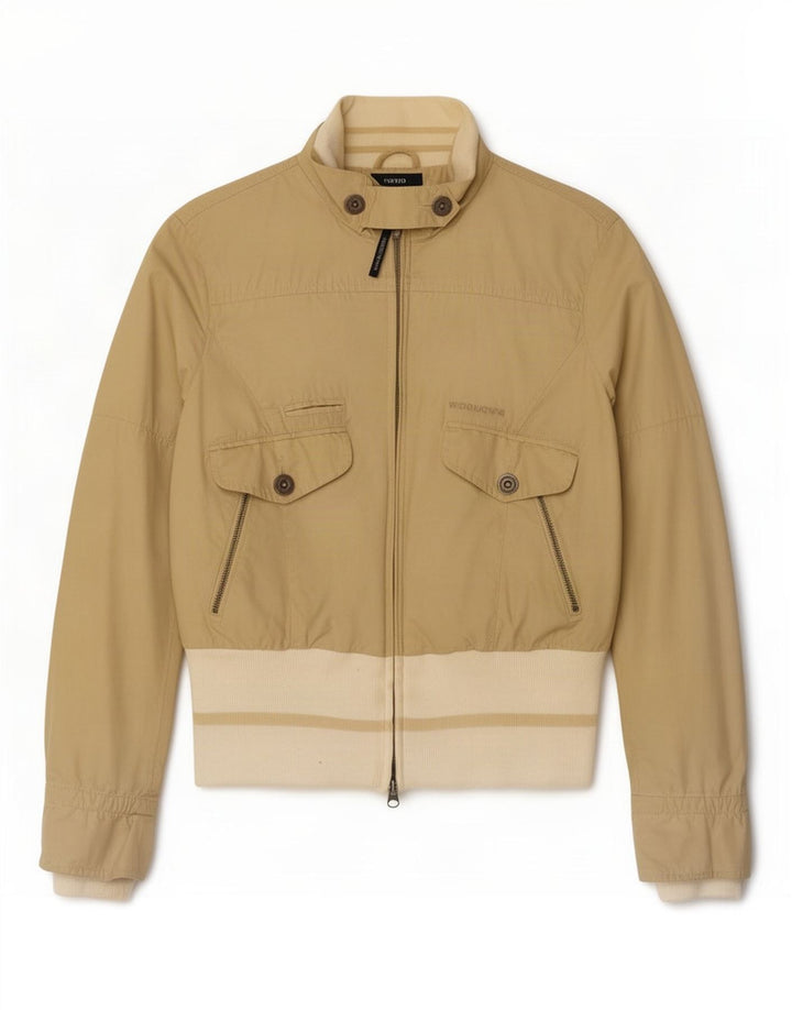 Jachetă bomber pentru femei Woolrich UK 10 mic, bej, bumbac color bloc