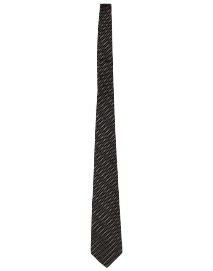 ERMENEGILDO ZEGNA Mens Tie One Size Black Striped Silk Classic