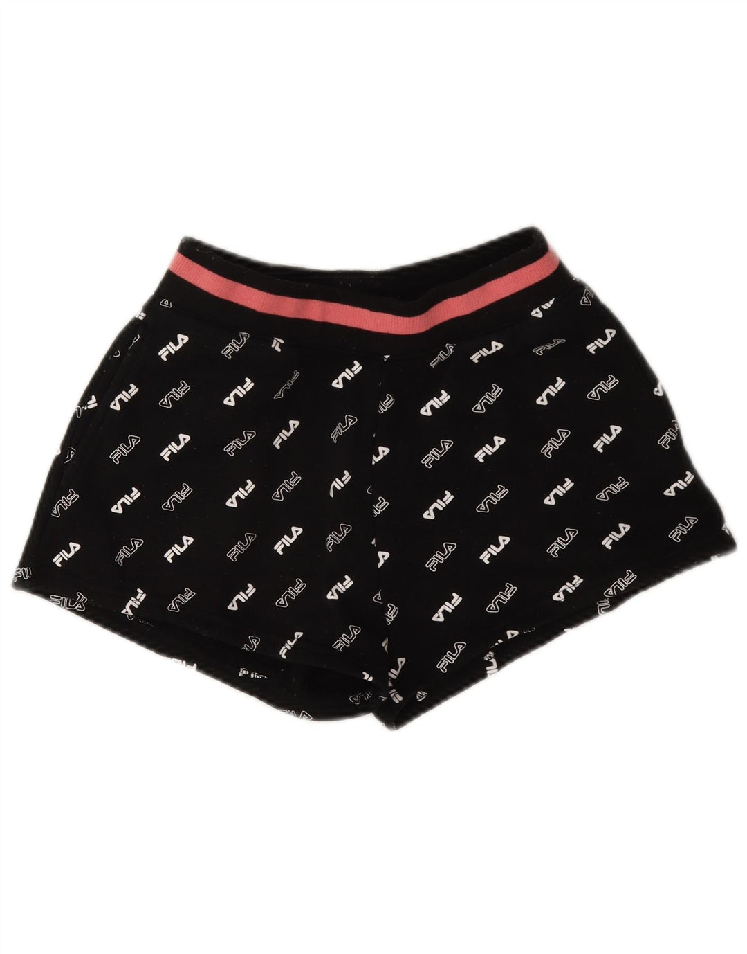 Pantaloni scurti sport grafic Fila pentru femei UK 6 XS poliester negru