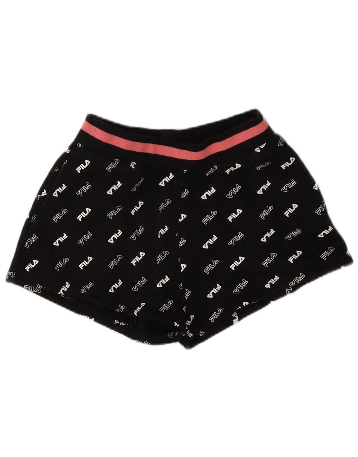 Pantaloni scurti sport grafic Fila pentru femei UK 6 XS poliester negru