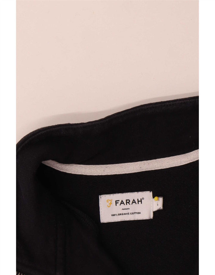 Pulover pentru bărbați Farah, cu fermoar, cu gât, bumbac mare, albastru