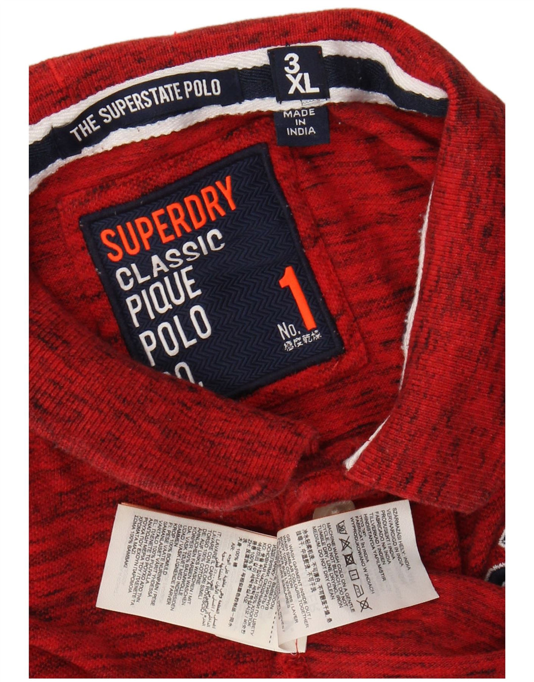 SUPERDRY tricou polo cu grafică pentru bărbați 3XL, bumbac roșu cu pete