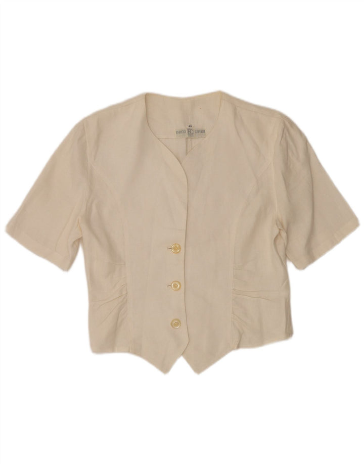Enrico Coveri Jachetă pentru femei cu mânecă scurtă, cu 3 nasturi, IT 44 Medium White