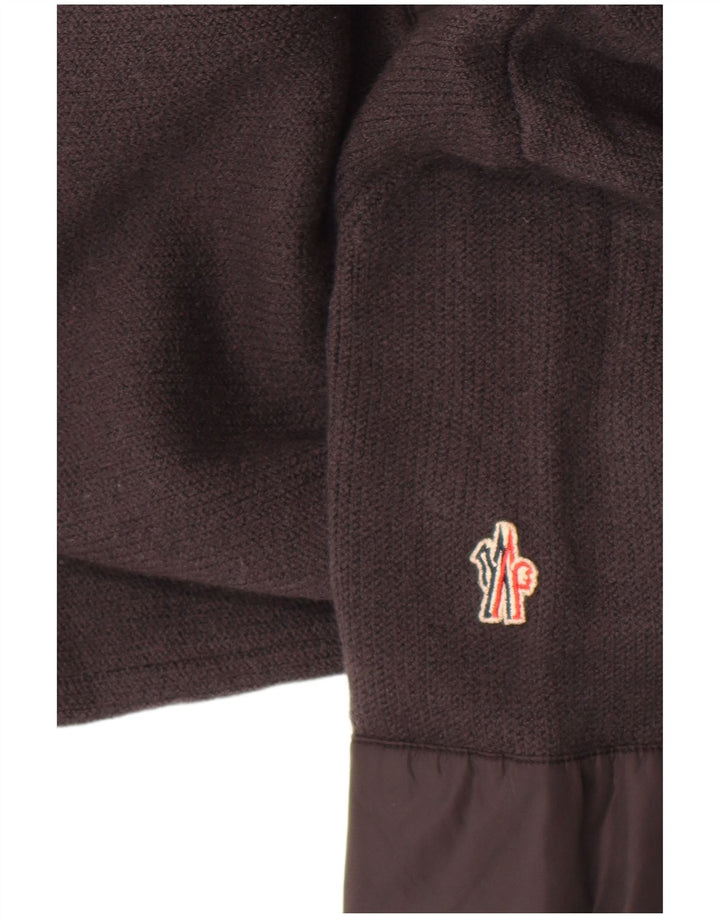 Pulover pentru bărbați Moncler cu fermoar și gât, lână mare, gri