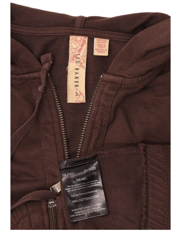 Pulover pentru femei Ted Baker, cu fermoar, cu capota, marimea 3, bumbac maro mediu