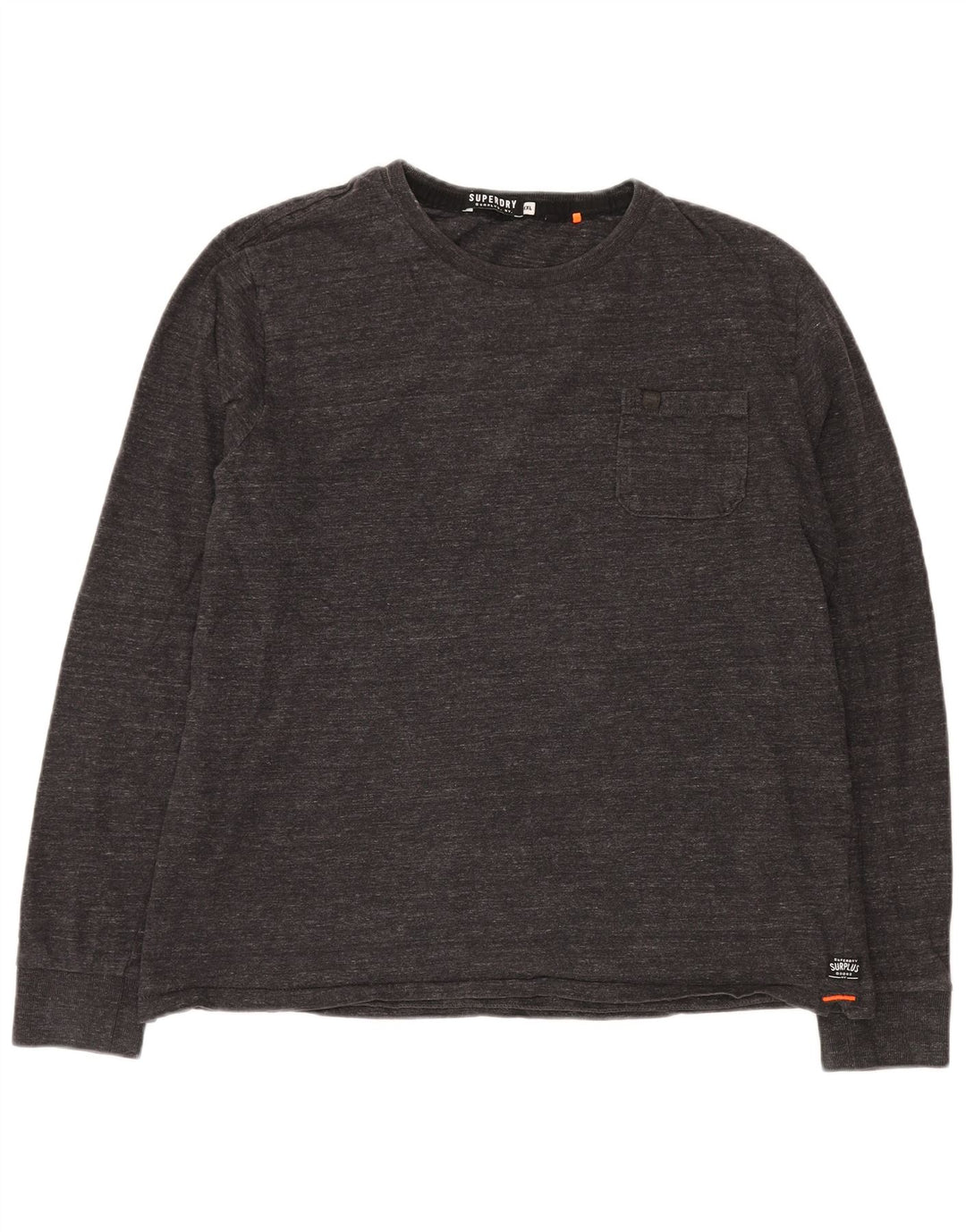 SUPERDRY Top pentru bărbați cu mânecă lungă 2XL, gri bumbac cu pete