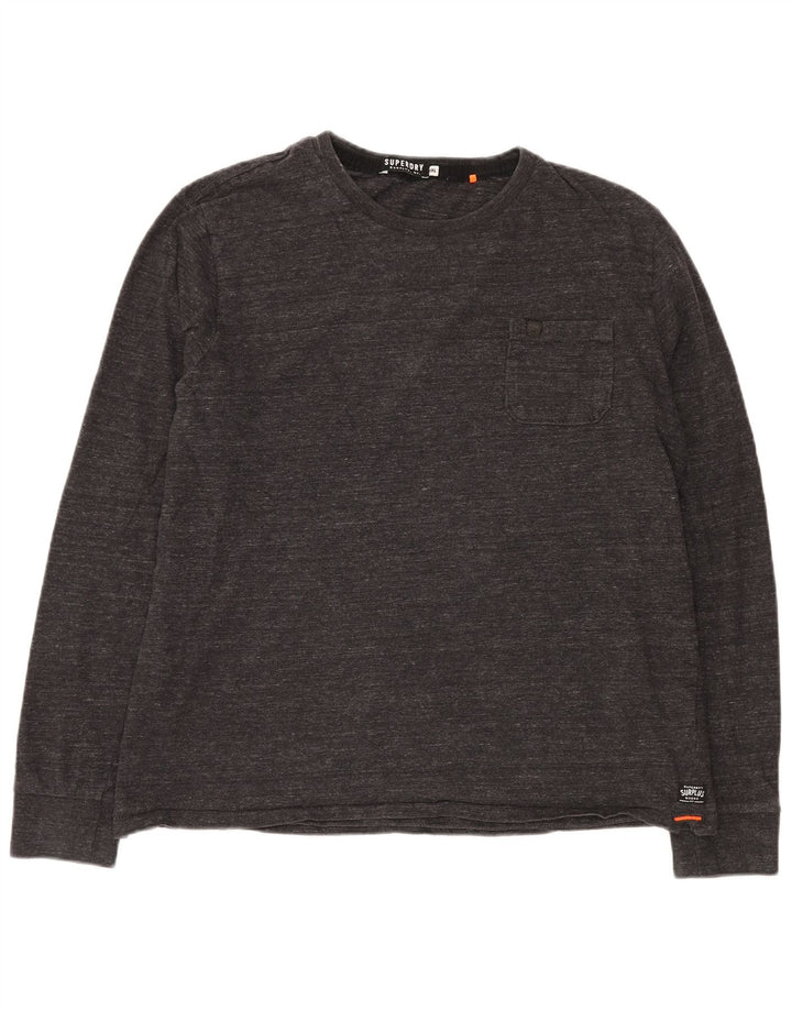 SUPERDRY Top pentru bărbați cu mânecă lungă 2XL, gri bumbac cu pete