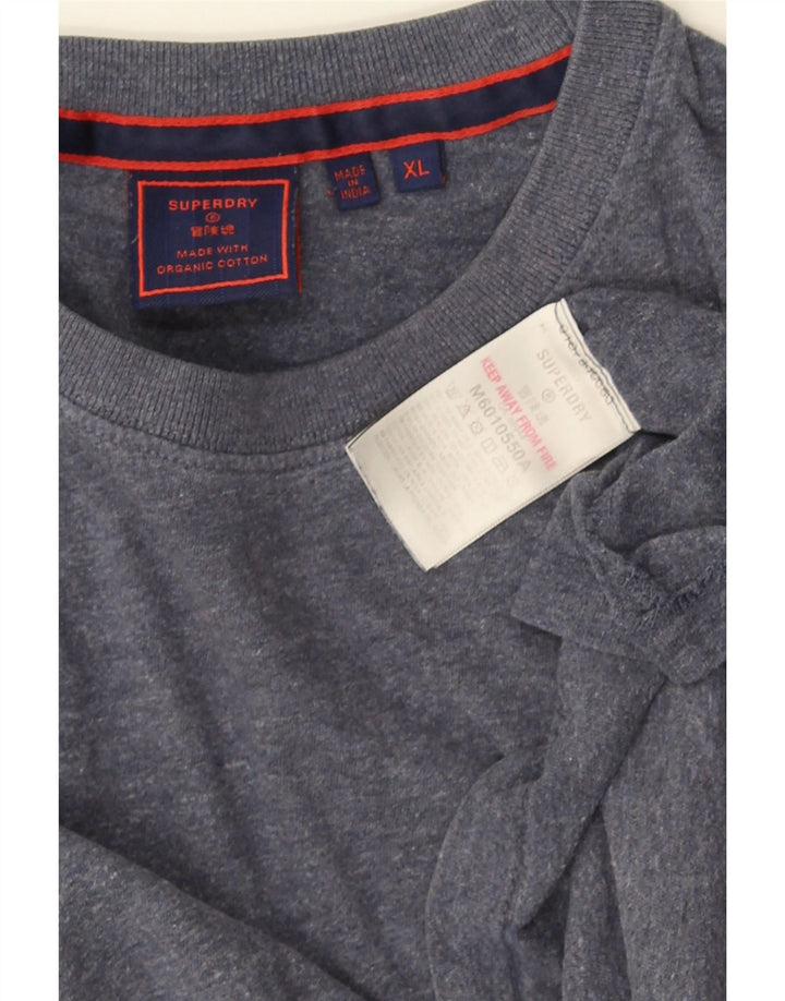 SUPERDRY Top pentru bărbați cu mânecă lungă XL albastru bumbac cu pete