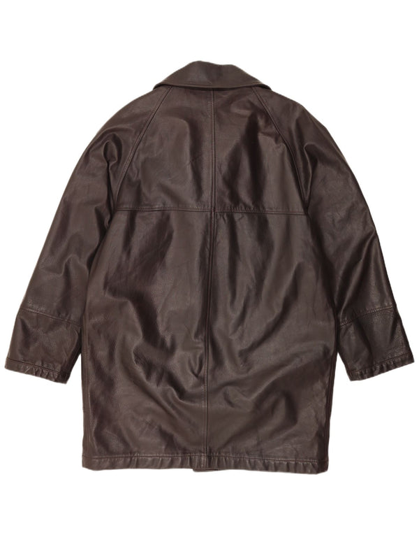 MABRUN Palton din piele supradimensionat pentru femei IT 50 XL din piele maro