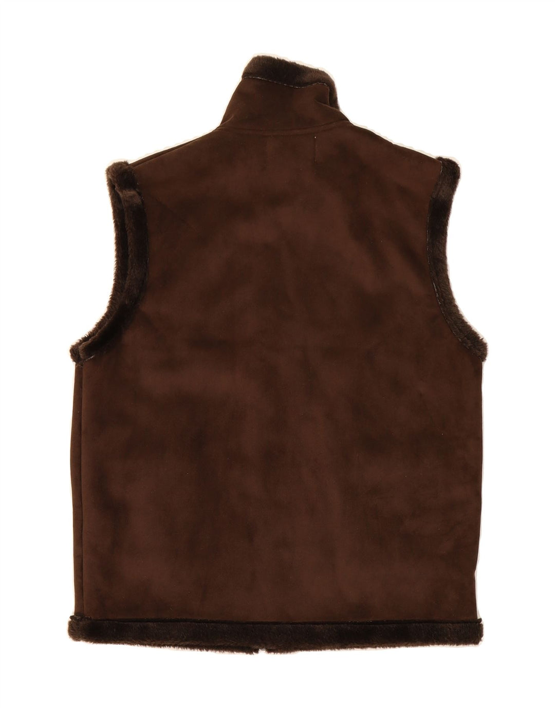 CLODAGH CALLAGHAN Womens Sherpa Gilet UK 10 Small  Brown Polyester Vintage Clodagh Callaghan and Second-Hand Clodagh Callaghan from Messina Hembry 