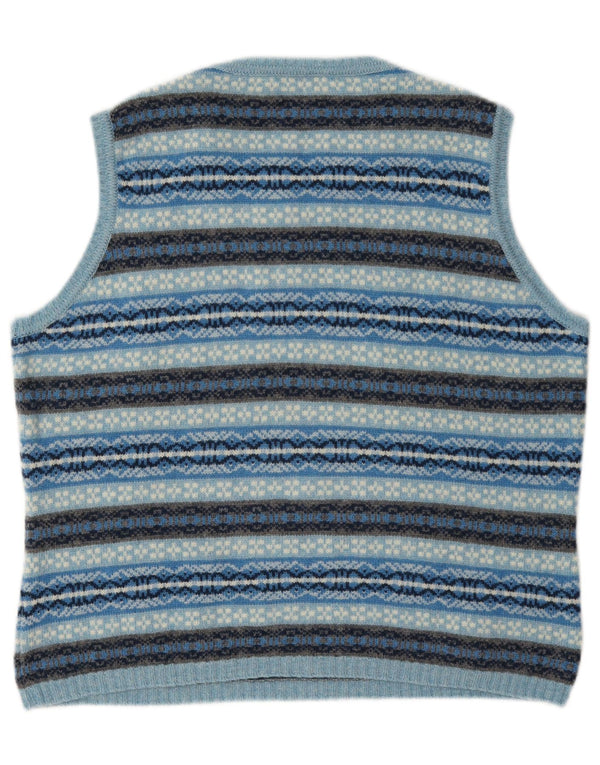 Luisa Spagnoli Womens Vest Tank Top UK 16 Large Blue Fair Isle Lână