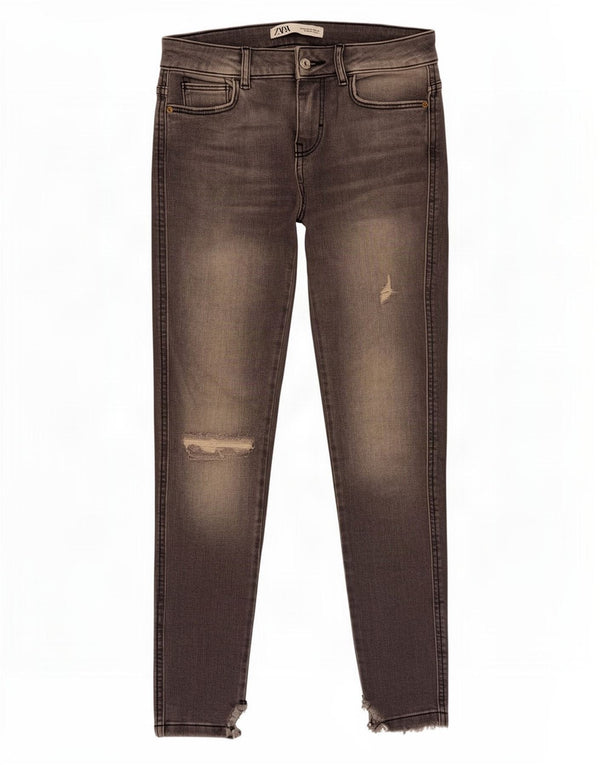 Blugi skinny distressed pentru femei Zara EU 34 2XS L24 L28 bumbac gri