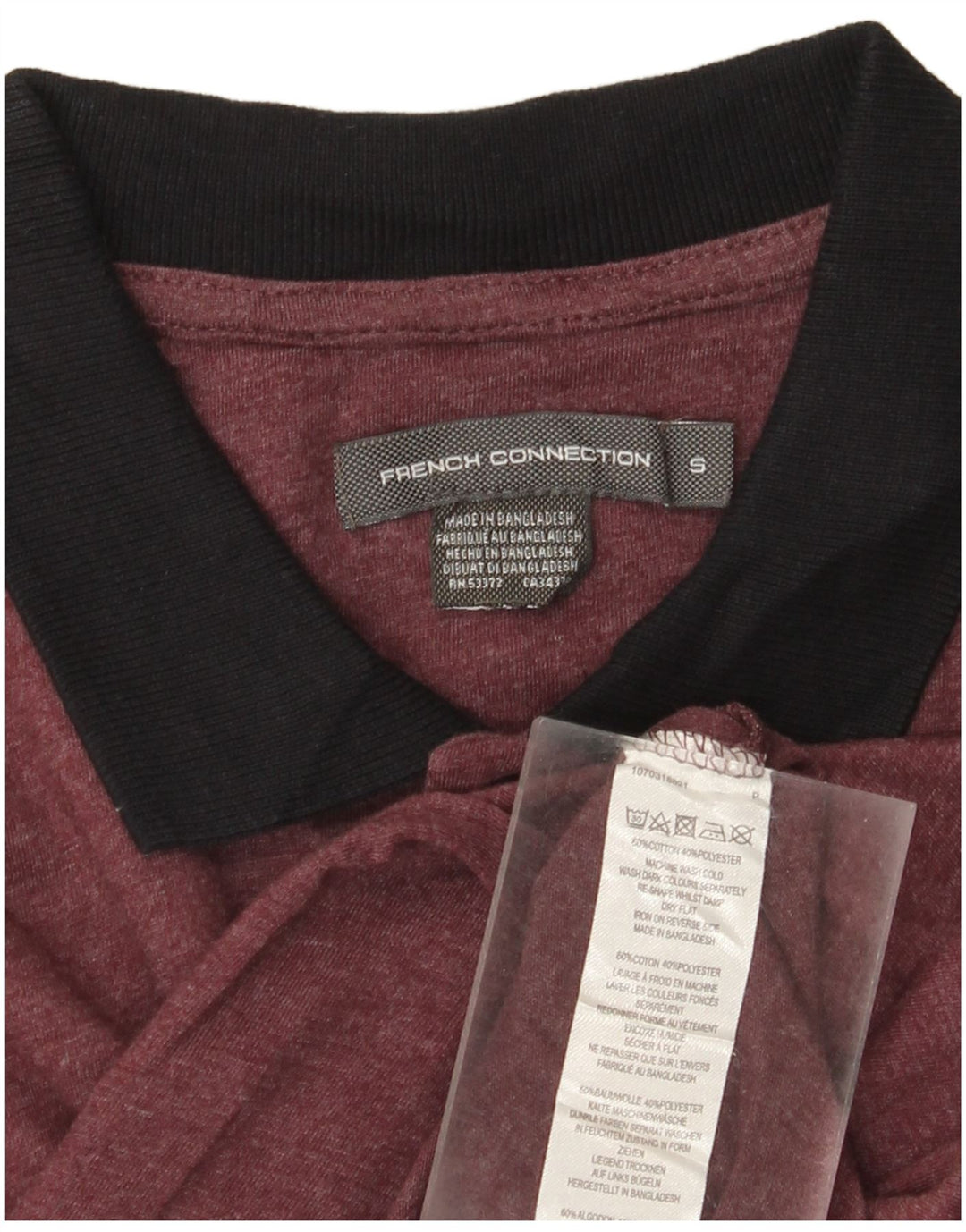 Cămașă polo pentru bărbați French Connection, bumbac burgundy mic