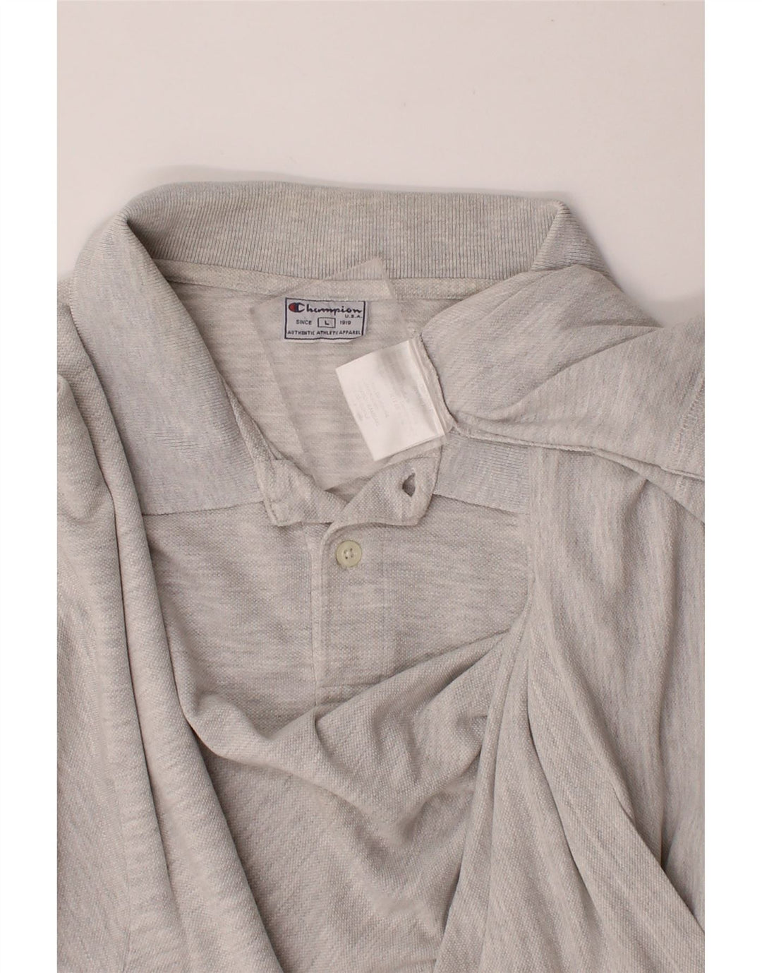 CHAMPION Mens Polo Shirt Large Grey Cotton Vintage Champion and Second-Hand Champion from Messina Hembry 