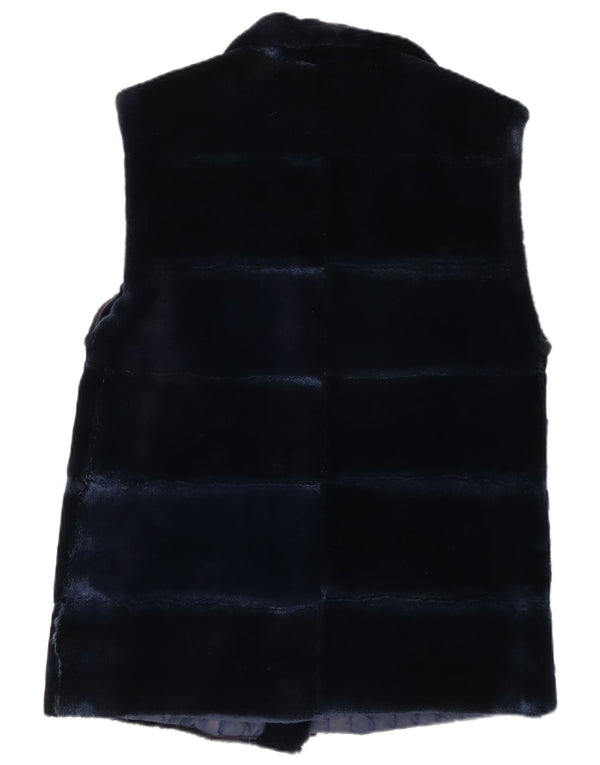 Gilet de blană Vintage pentru femei UK 14 Medium Bleumarin