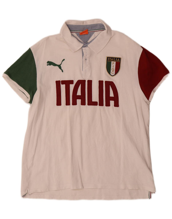 Tricou polo Puma Italia Graphic pentru bărbați XL, alb, bloc de culoare