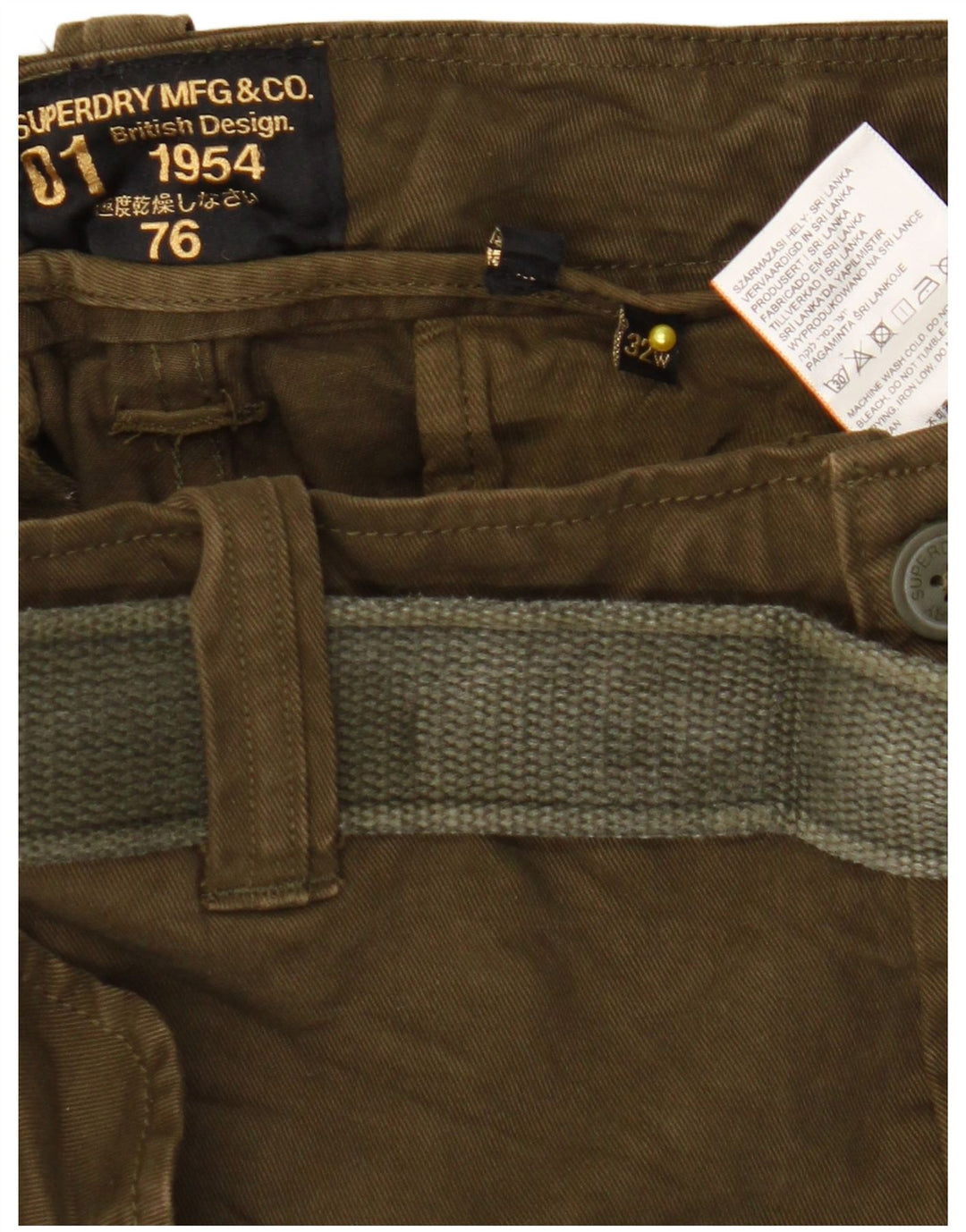 Pantaloni scurti cargo Superdry pentru bărbați W32, bumbac mediu kaki