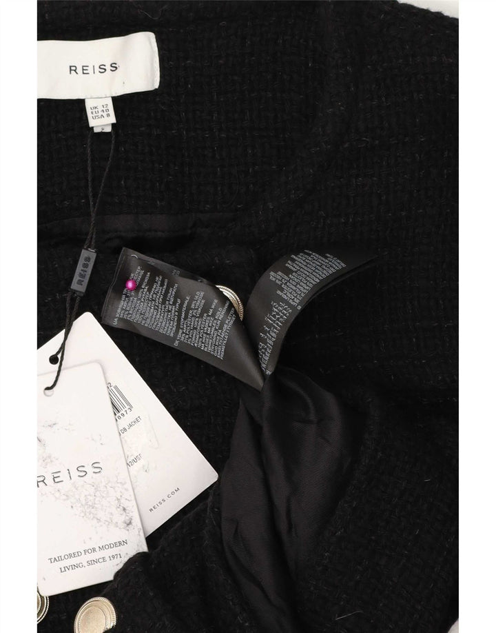Jachetă Bolero pentru femei Reiss, la dublu piept, UK 12 Medium Black Acrylic