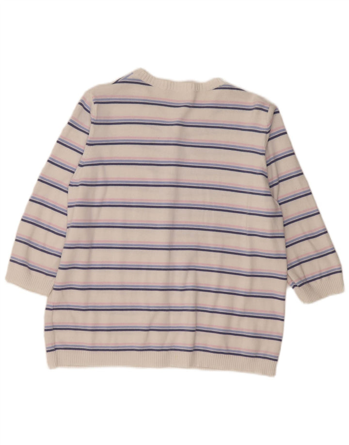Pulover cardigan pentru femei Marks & Spencer UK 16 mare cu dungi albe