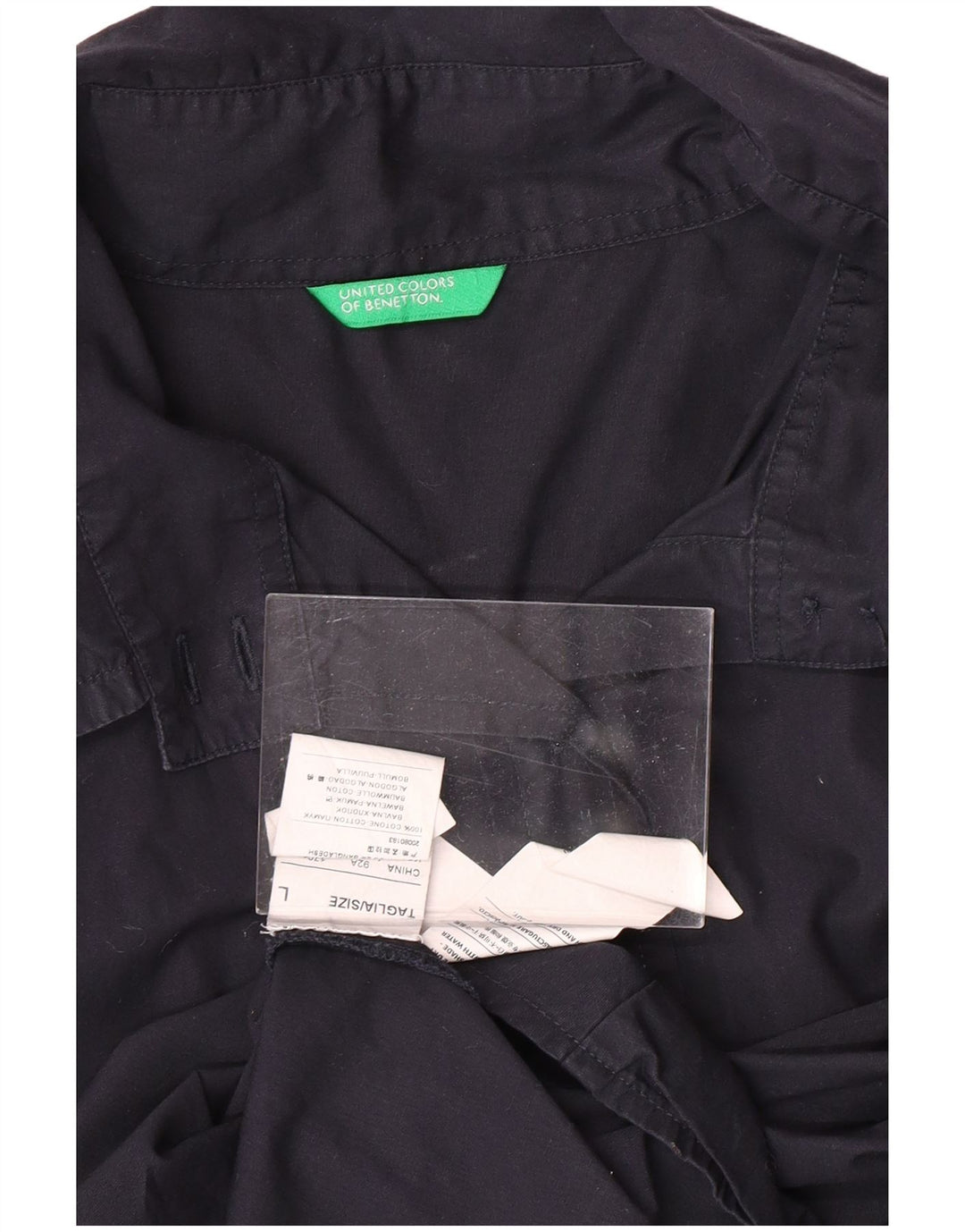 Cămașă cu mânecă scurtă pentru femei BENETTON UK 14 mare bumbac bleumarin