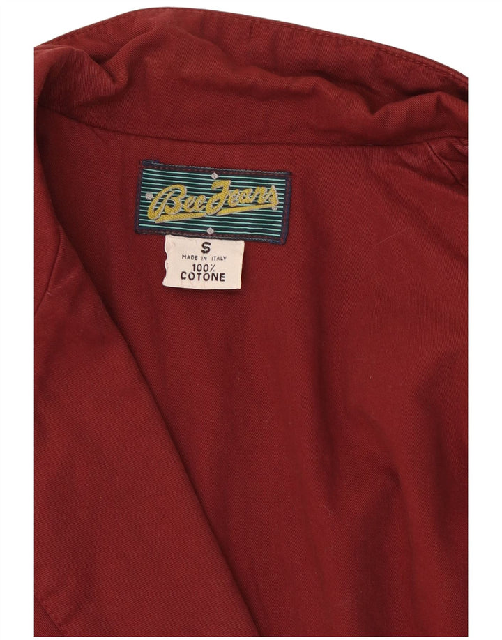 Jachetă vintage pentru femei cu 1 nasture, blazer supradimensionat UK 10, bumbac burgundy mic