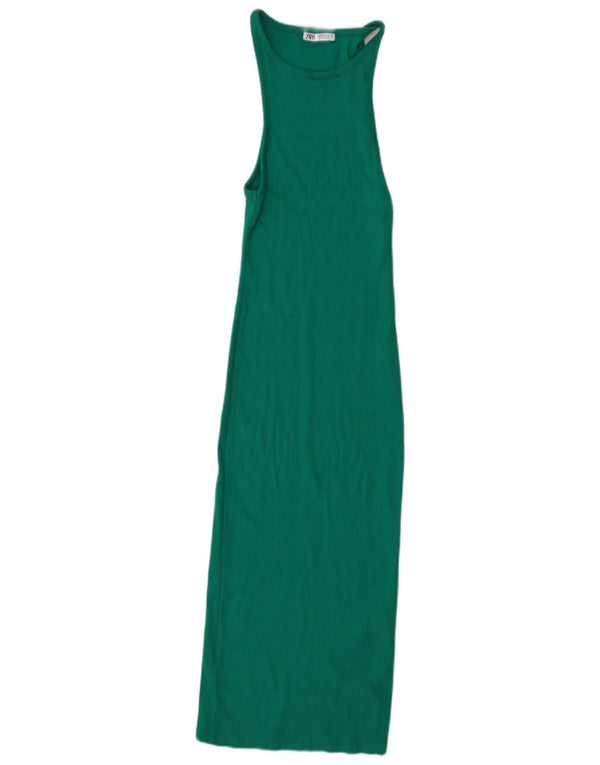 Rochie Maxi fără mâneci pentru femei Zara UK 8 Bumbac verde mic