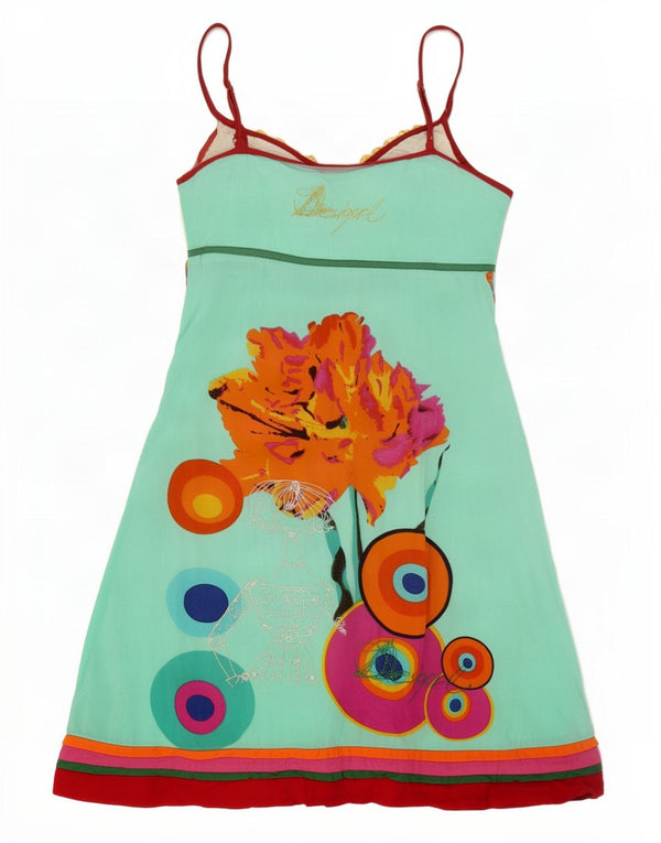 Rochie de soare cu grafică Desigual pentru femei EU 40 Viscoză Florală Albastru Mediu