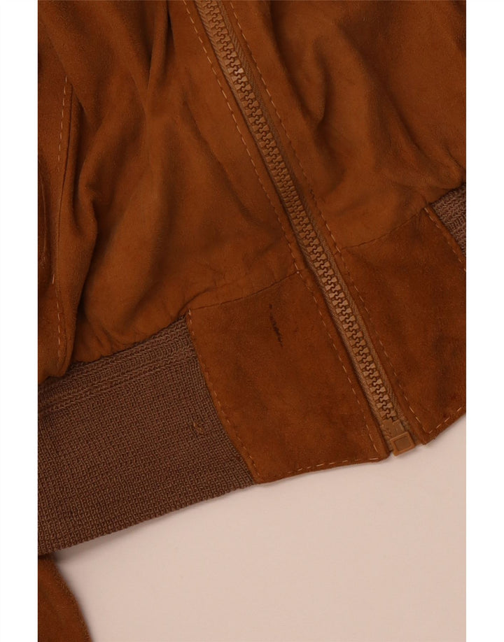 Bomber VINTAGE pentru femei de piele intoarsa IT 46 mare maro din piele