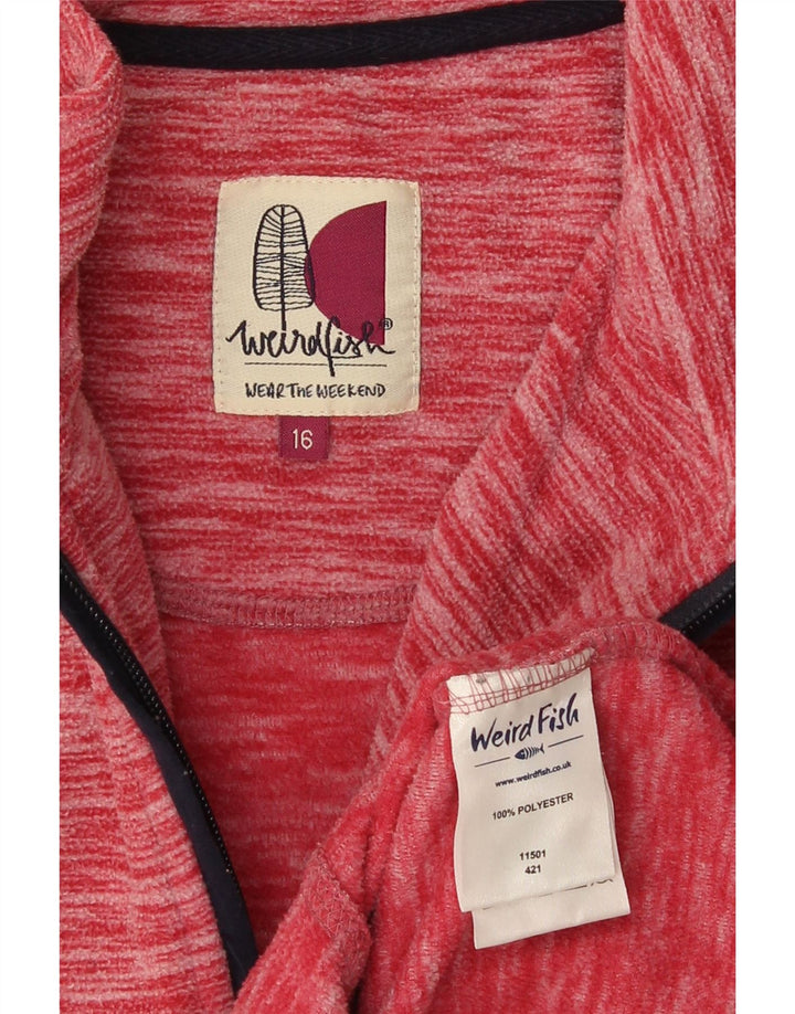 Pulover pentru femei Weird Fish, cu fermoar și gât, UK 16, mare, roșu, pete