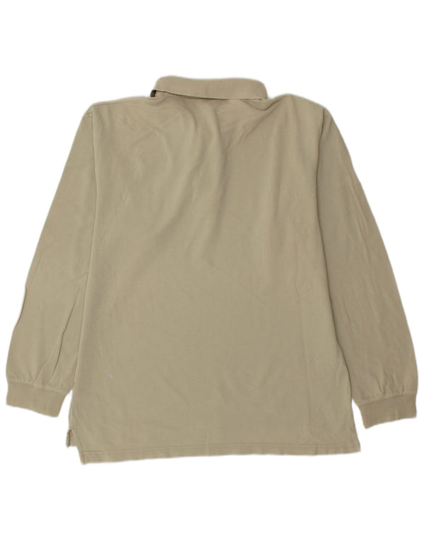 Asics Mens Long Sleeve Polo Shirt Small Beige