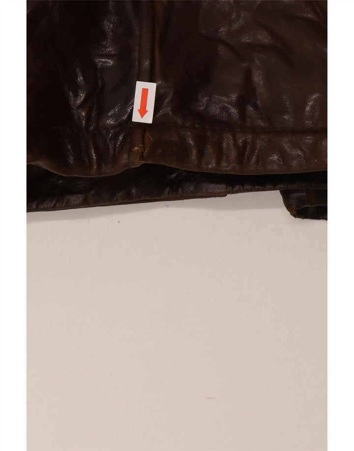 Jachetă din piele vintage pentru bărbați IT 54 2XL din piele maro