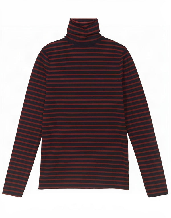 Top femeie Zara cu mânecă lungă UK 12 Medium bleumarin, viscoză cu dungi