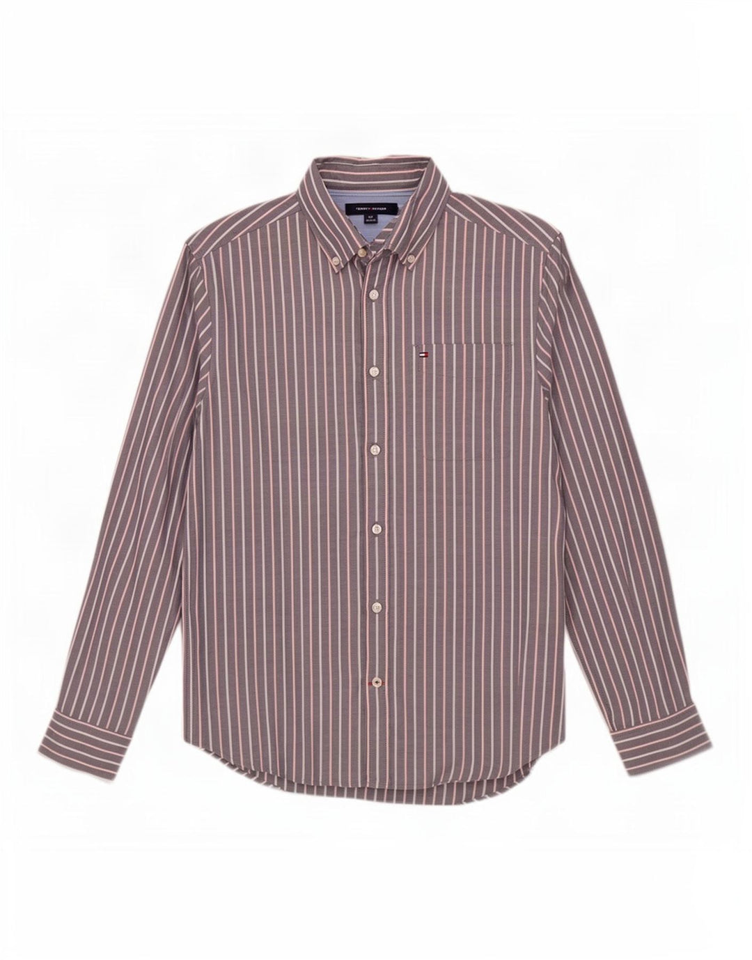 Cămașă pentru bărbați Tommy Hilfiger, bumbac cu dungi mici, gri