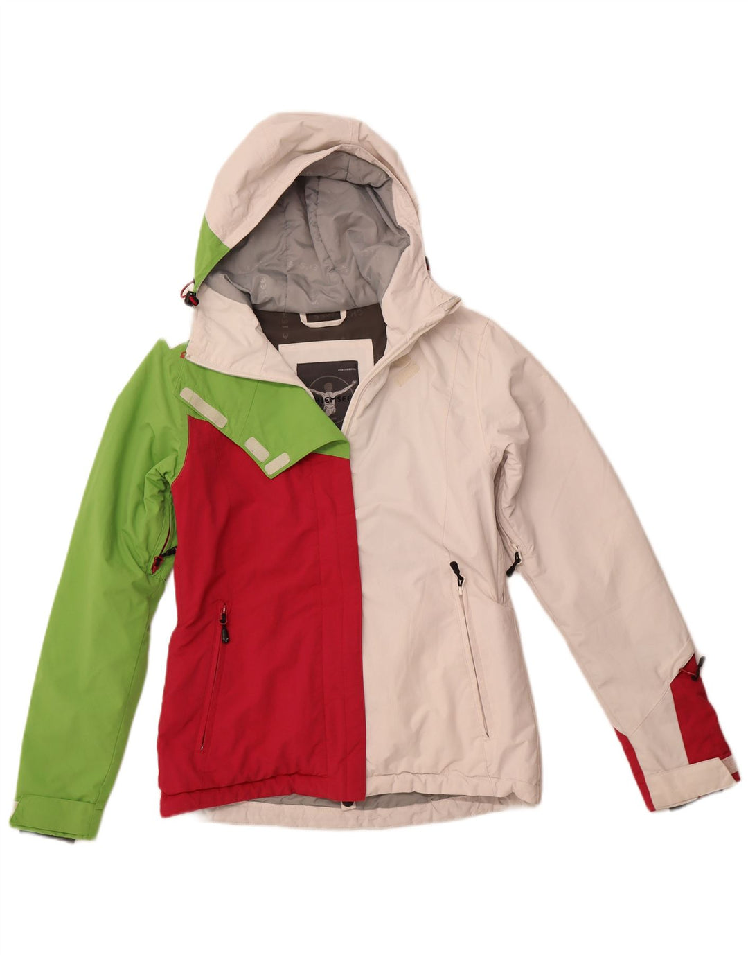 Jachetă de vânt pentru femei CHIEMSEE, cu glugă, UK 6 XS, alb, bloc de culoare