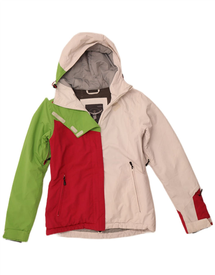 Jachetă de vânt pentru femei CHIEMSEE, cu glugă, UK 6 XS, alb, bloc de culoare